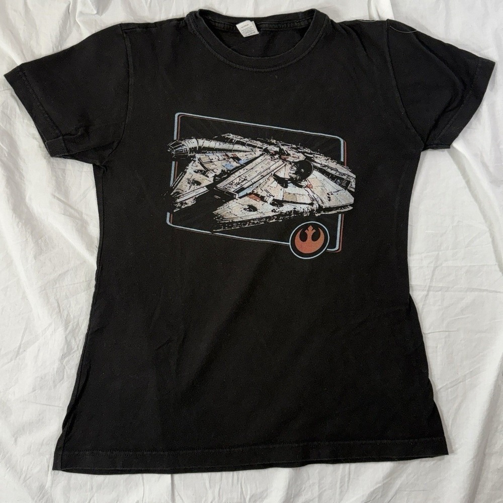 Star Wars Millennium Falcon Rebel Alliance Black Graphic Tee Teen Juniors Med